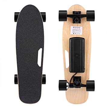 Oppikle Elektrisches Mini Fischbrett,Professionelles Longboard Elektrolongboard mit max 20 km//h,Komplettboard Elektrisches Skateboard Cruiser Boards